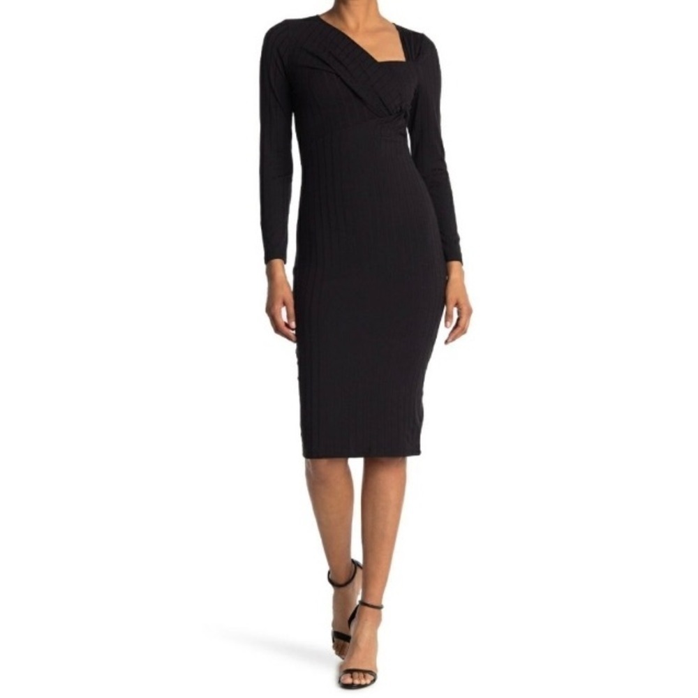 ASTR The Label Dress Sz XS Black Midi Twist Front Whimsigoth Party Business